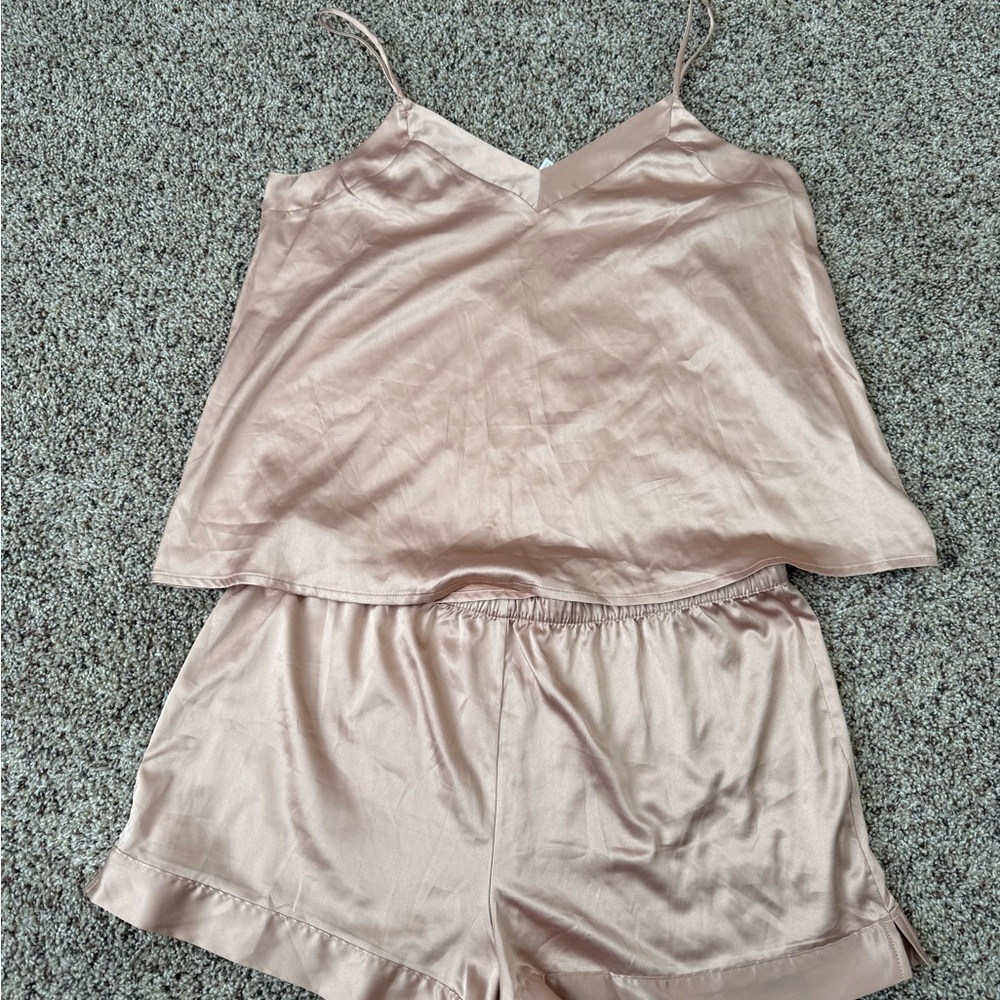 stars above Satin Blush Pink Cami & Shorts Sleep Set